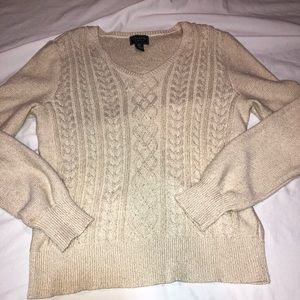 Chaps cream sweater with woven silver sparkle